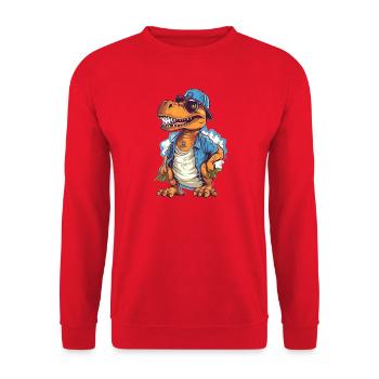 Dino cool avec casquette tendance et lunettes de soleil - Sweat-shirt Unisexe - rouge - Devant - Alina (178cm) & Michal (187cm)