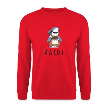 Haidi Heidi Heidelinde Name Hai Wortspiel - Unisex Pullover - Rot - Vorne - Alina (178cm) & Michal (187cm)