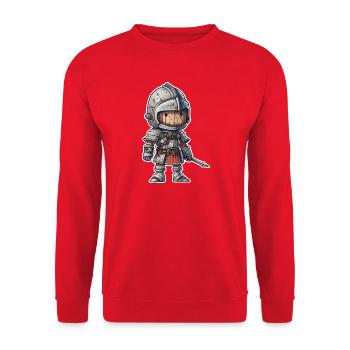 Ritter mit Holzrüstung – Fantasy RPG Krieger - Unisex Pullover - Rot - Vorne - Alina (178cm) & Michal (187cm)