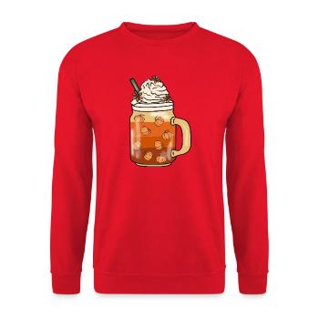 Kürbis Herbst Getränk Kaffee Sahne Latte Zimt - Unisex Pullover - Rot - Vorne - Alina (178cm) & Michal (187cm)