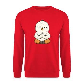 Süße Eule Yoga Meditation Entspannung Cartoon - Unisex Pullover - Rot - Vorne - Alina (178cm) & Michal (187cm)