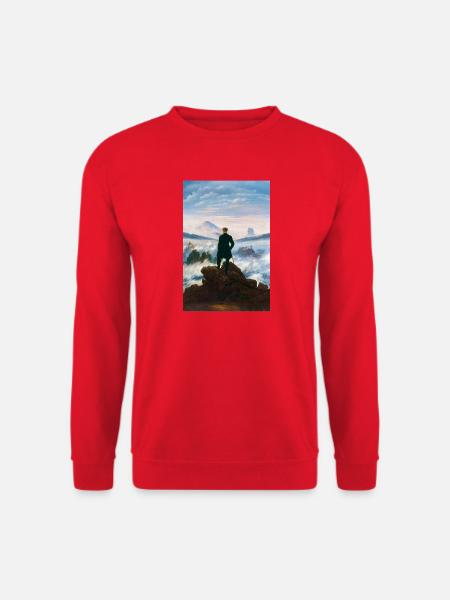 Caspar David Friedrich Wanderer über dem Nebelmeer - Unisex Pullover - Rot