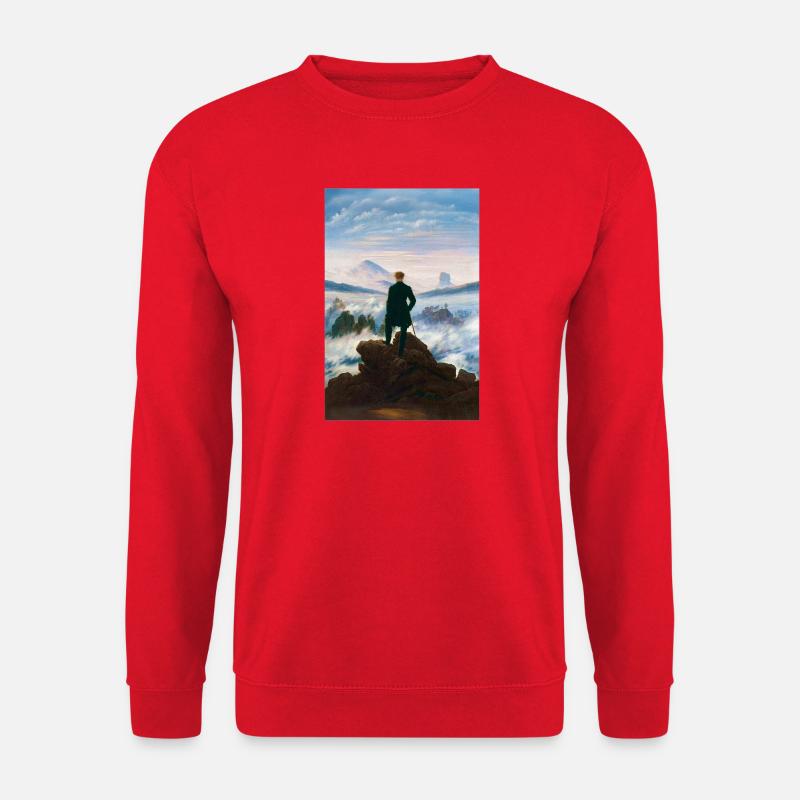 Caspar David Friedrich Wanderer über dem Nebelmeer - Unisex Pullover - Rot