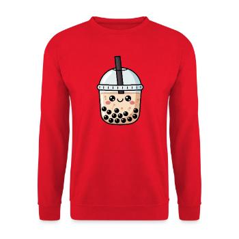 Cute Bubble Tea Kawaii - Unisex Sweatshirt - red - Front - Alina (178cm) & Michal (187cm)