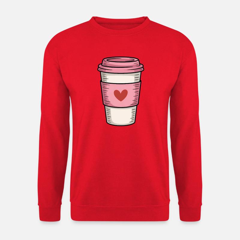 Rosa Kaffeetasse mit Herz - Unisex Pullover - Rot