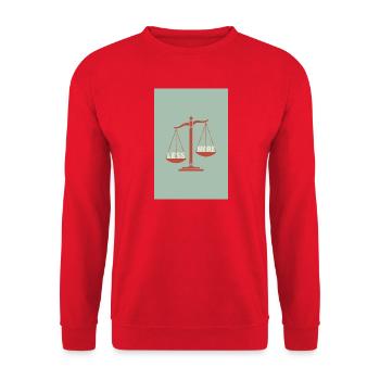 Balance zwischen Weniger und Mehr - Unisex Pullover - Rot - Vorne - Alina (178cm) & Michal (187cm)