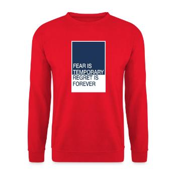 Angst vergeht Reue bleibt - Unisex Pullover - Rot - Vorne - Alina (178cm) & Michal (187cm)