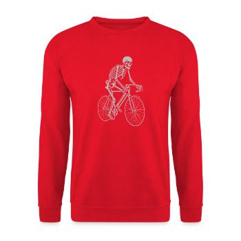 Skeleton Cyclist is riding the bicycle - Unisex Sweatshirt - red - Front - Alina (178cm) & Michal (187cm)