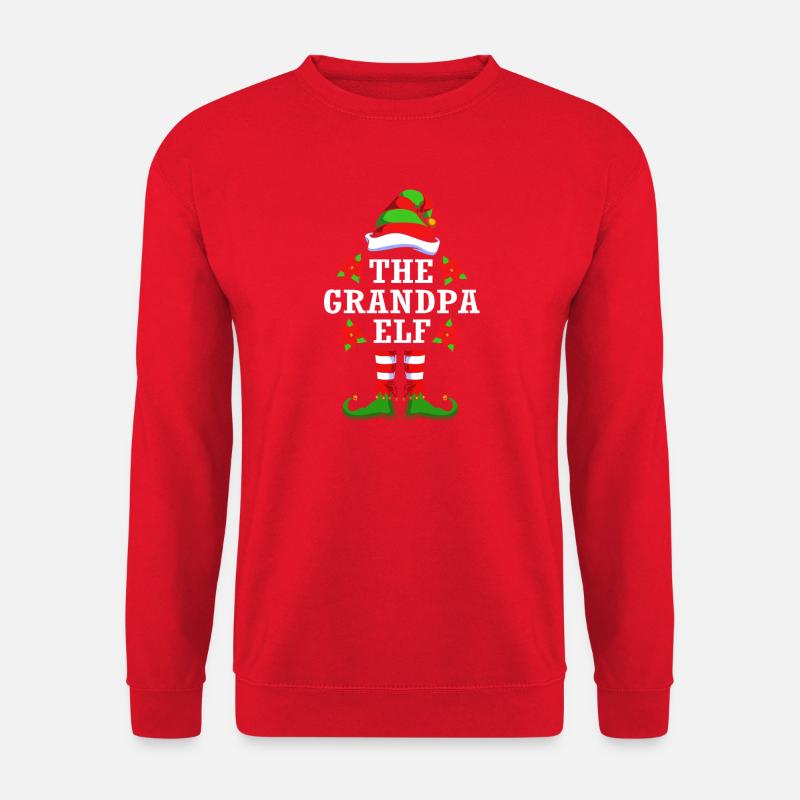 Opa Großvater Elfe Elf Weihnachtsgeschenk - Unisex Pullover - Rot