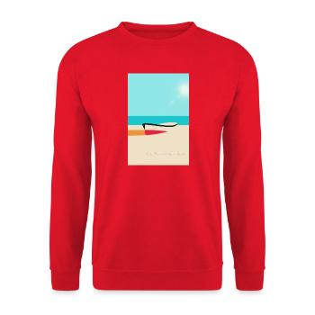 Mehr Meer-Weniger Stress - Unisex Pullover - Rot - Vorne - Alina (178cm) & Michal (187cm)