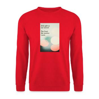 Vous n’existez qu’une seule fois – heureusement ! - Sweat-shirt Unisexe - rouge - Devant - Alina (178cm) & Michal (187cm)