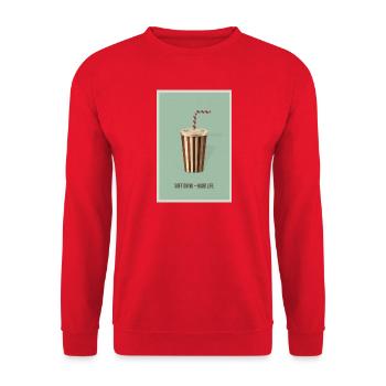 Soft Drink – Hard Life | Funny retro saying - Unisex Sweatshirt - red - Front - Alina (178cm) & Michal (187cm)