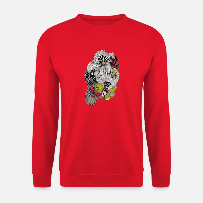 Organic Pattern Flower Yellow Black - Unisex Sweatshirt - red