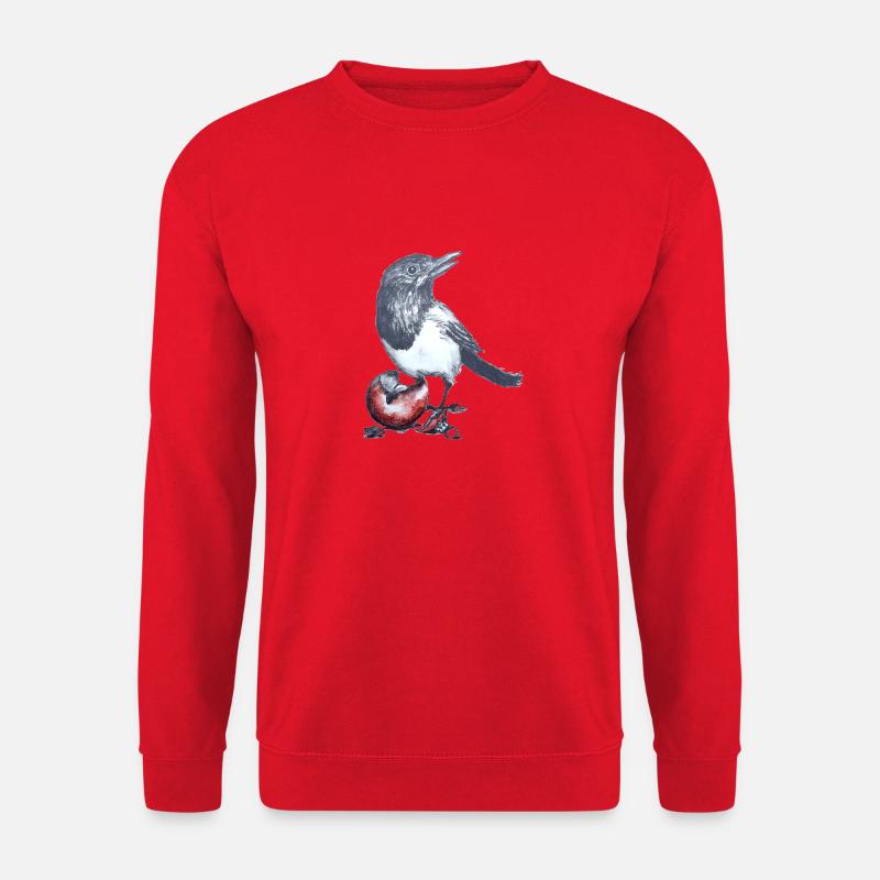 Elster mit Weihnachtsball - Unisex Pullover - Rot