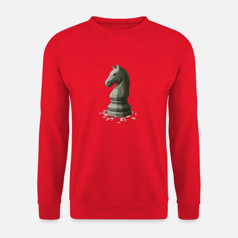Low Poly Schach Springer Design - Unisex Pullover - Rot