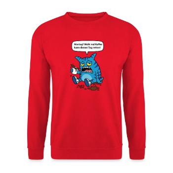 Montag? Nicht mal Kaffee hilft - Zooki Monster - Unisex Pullover - Rot - Vorne - Alina (178cm) & Michal (187cm)