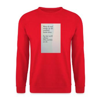 Wenn du an dir zweifelst – alle tun es - Unisex Pullover - Rot - Vorne - Alina (178cm) & Michal (187cm)