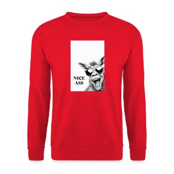 Nice Ass – Funny Donkey Poster with Humor - Unisex Sweatshirt - red - Front - Alina (178cm) & Michal (187cm)