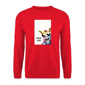 Nice Ass – Funny Donkey Poster with Humor - Unisex Sweatshirt - red - Front - Alina (178cm) & Michal (187cm)