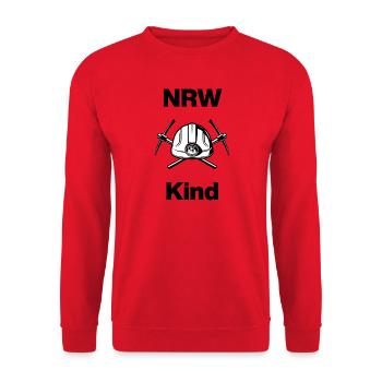 NRW KIND – RUHRTOPIA! GLÜCK AUF - Unisex Pullover - Rot - Vorne - Alina (178cm) & Michal (187cm)