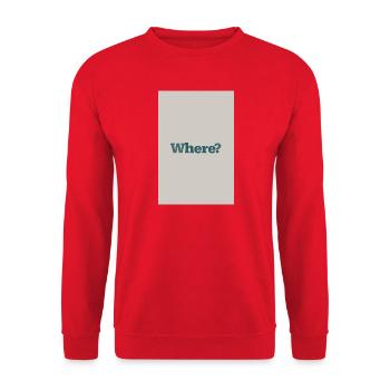 Où ? – Art mural typographique en style minimaliste - Sweat-shirt Unisexe - rouge - Devant - Alina (178cm) & Michal (187cm)