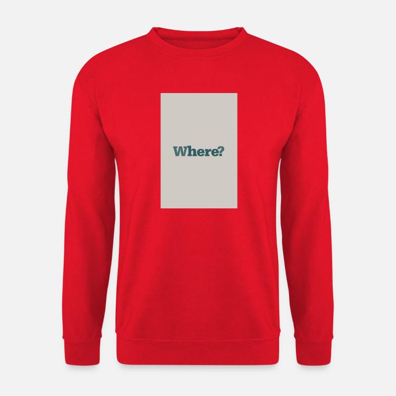 Hvor? – Typografi vægkunst i minimal stil - Unisex sweater - rød