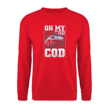 Angler Fischer Petrijünger Spruch Angeln Lustig - Unisex Pullover - Rot - Vorne - Alina (178cm) & Michal (187cm)