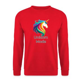 Einhorn Regenbogen – Unicorn Mode Design - Unisex Pullover - Rot - Vorne - Alina (178cm) & Michal (187cm)