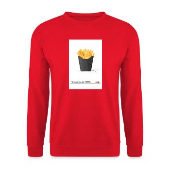 Fries Are The Answer To Everything - Unisex Sweatshirt - red - Front - Alina (178cm) & Michal (187cm)