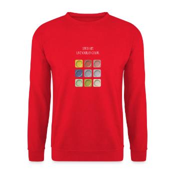 La vie, c’est de l’art - Sweat-shirt Unisexe - rouge - Devant - Alina (178cm) & Michal (187cm)