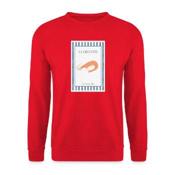 La Crevette French Shrimp Poster - Unisex Sweatshirt - red - Front - Alina (178cm) & Michal (187cm)