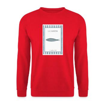 La Sardine Club Vintage Fish Poster Style - Unisex Sweatshirt - red - Front - Alina (178cm) & Michal (187cm)