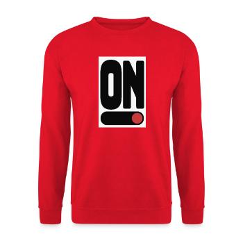 ON Statement Poster Minimal Design - Unisex Sweatshirt - red - Front - Alina (178cm) & Michal (187cm)