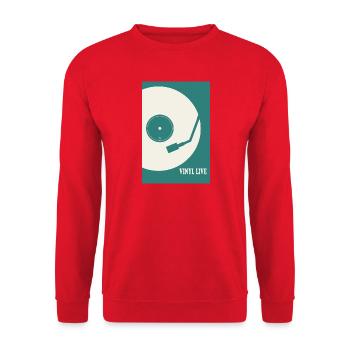 Vinyl Life Plattenspieler Retro Musik Design - Unisex Pullover - Rot - Vorne - Alina (178cm) & Michal (187cm)