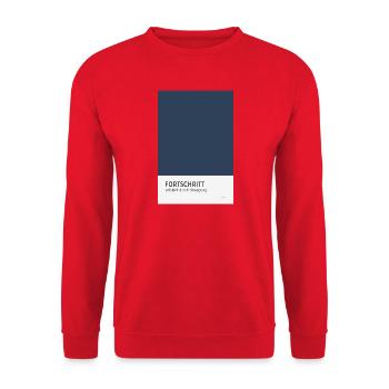 Fortschritt entsteht durch Bewegung Poster - Unisex Pullover - Rot - Vorne - Alina (178cm) & Michal (187cm)
