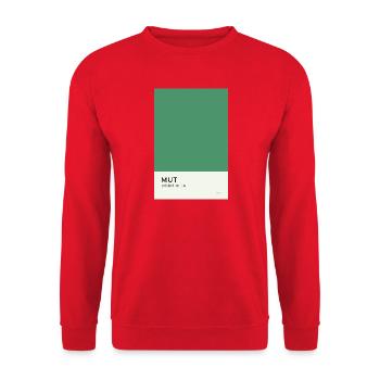 Mut entsteht im Tun Poster - Unisex Pullover - Rot - Vorne - Alina (178cm) & Michal (187cm)