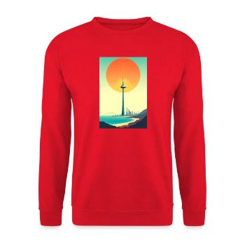 Sunset Tower Over Coastal City - Unisex Sweatshirt - red - Front - Alina (178cm) & Michal (187cm)