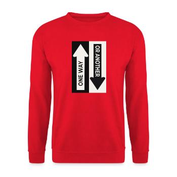 One Way Or Another Streetwear Pfeil Design - Unisex Pullover - Rot - Vorne - Alina (178cm) & Michal (187cm)