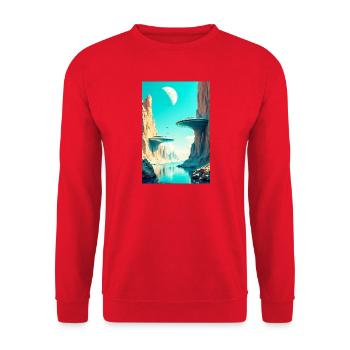 Humanity Finally Finds Its New Home in Space - Unisex Sweatshirt - red - Front - Alina (178cm) & Michal (187cm)