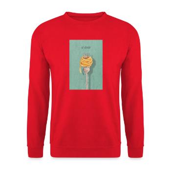Pasta Gabel al dente Küchen Design - Unisex Pullover - Rot - Vorne - Alina (178cm) & Michal (187cm)