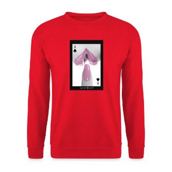 Ace of Beauty – Design de poker minimaliste à lèvres - Sweat-shirt Unisexe - rouge - Devant - Alina (178cm) & Michal (187cm)