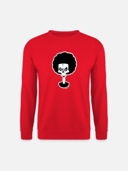Afro Skull Cartoon Monochrome - Unisex Sweatshirt - red
