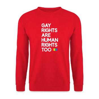 LGBT Pride Month - Gay Rights Are Human Rights Too - Unisex Sweatshirt - red - Front - Alina (178cm) & Michal (187cm)