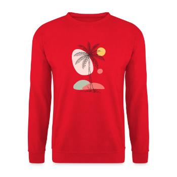 Palme Boho Tropisch Sommer Vintage Design  - Unisex Pullover - Rot - Vorne - Alina (178cm) & Michal (187cm)