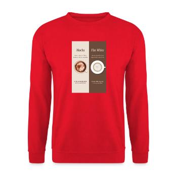 Affiche Moka vs café blanc plat - Sweat-shirt Unisexe - rouge - Devant - Alina (178cm) & Michal (187cm)