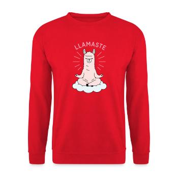 Llamaste Lama Yoga Meditation Shirt - Unisex Pullover - Rot - Vorne - Alina (178cm) & Michal (187cm)
