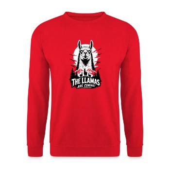 Llama Night Of The Spit Horror - Unisex Sweatshirt - red - Front - Alina (178cm) & Michal (187cm)
