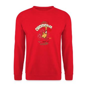 Chickenzales Chili Epic Sauce - Unisex Pullover - Rot - Vorne - Alina (178cm) & Michal (187cm)