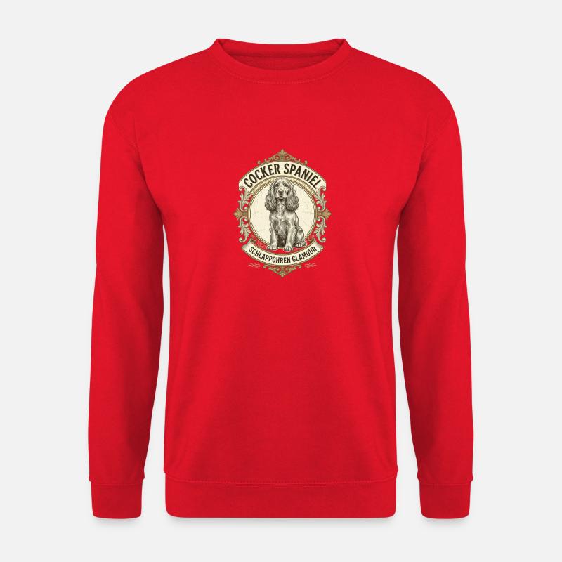 Cocker Spaniel Vintage Emblem Retro Design - Unisex Pullover - Rot