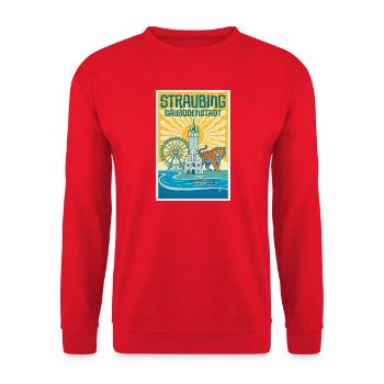 Straubing Gäubodenstadt Poster - Unisex Pullover - Rot - Vorne - Alina (178cm) & Michal (187cm)